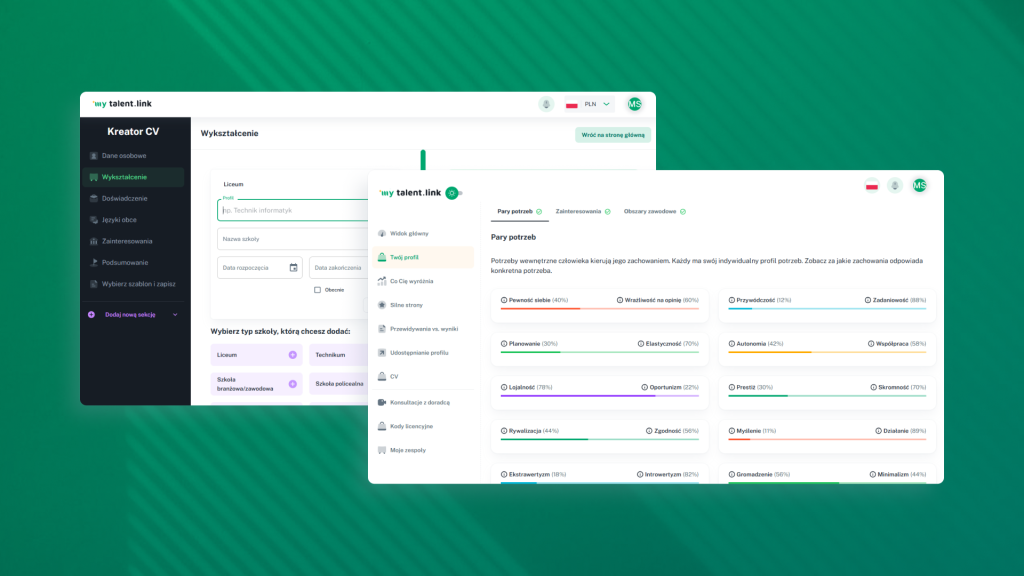 mytalent.link - desktop mockups